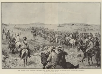 The Trouble in the Transvaal, Dr Jameson and his Men being escorted as Prisoners after the Battle of Doornkop